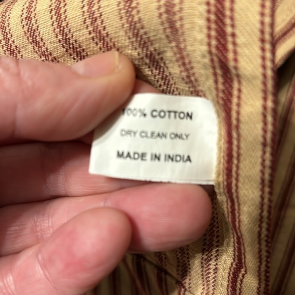 PRE OWNED Home Collection by Raghu York Ticking Barn Red & Nutmeg Shower Curtain - Picture 14 of 15